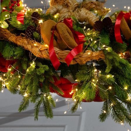 ДЛ193/СВ03т(Пр)(Fix)(F)Декор вход.группы h280см н/прутьях,прист.с гирлянд.Роса в русском стиле