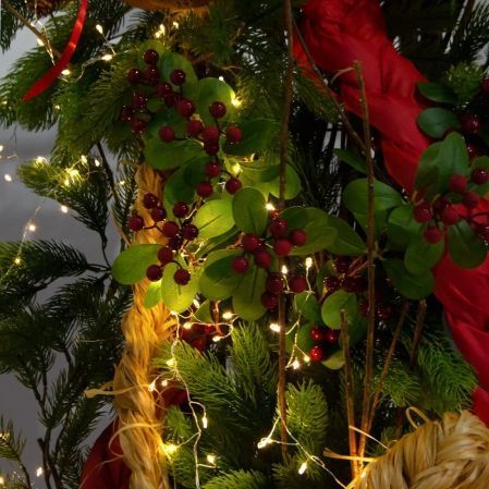 ДЛ193/СВ03т(Пр)(Fix)(F)Декор вход.группы h280см н/прутьях,прист.с гирлянд.Роса в русском стиле