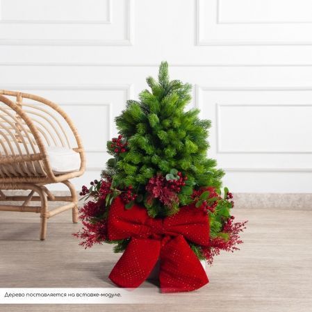 080/289-2(Пр)(Fix)(F) Ель искусственная h80см с красным декором на основании