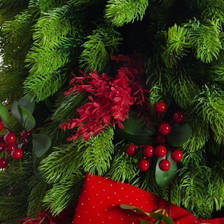 120/289-3(Пр)(Fix)(F) Ель искусственная h120см с красным декором на основании