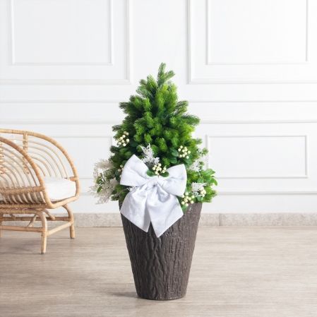 080/289-1(Пр)(Fix)(F) Ель искусственная h80см с белым декором на основании