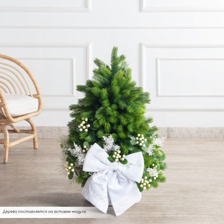 080/289-1(Пр)(Fix)(F) Ель искусственная h80см с белым декором на основании