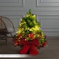 080/СВ03т/289-2(Пр)(Fix)(F) Ель искусственная h80см с красным декором и гирлянд. Роса на основании