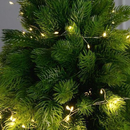 120/СВ03т/289-3(Пр)(Fix)(F) Ель искусств. h120см с красным декором и гирляндой Роса на основании