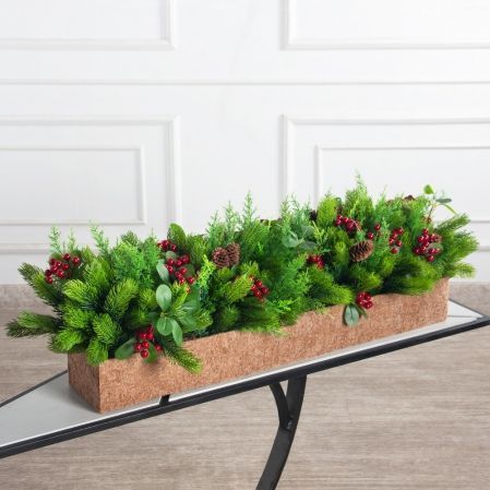 КНг57-5(з)(F)(Чп) Композиция НГ искусственная с ягодами в кокосовом боксе 85х15х10см