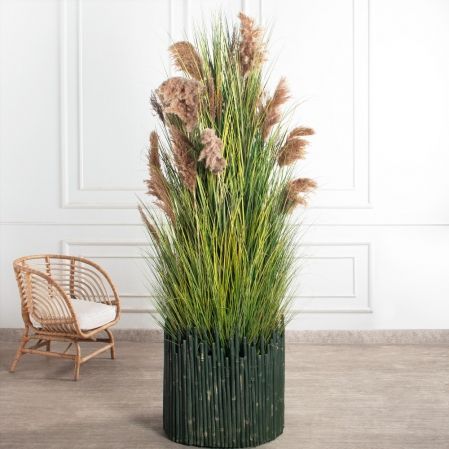 Кашпо-рама из бамбука d65 h65см, зеленое(F)