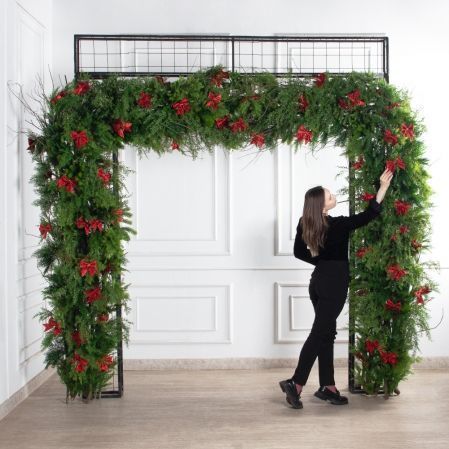 ДЛ182-1(з)(F) Декор входной группы хвойный h252см d305см на прутьях, пристенный