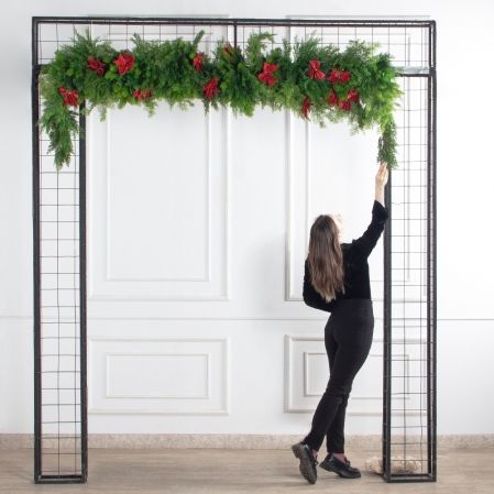 ДЛ182-1/1(з)(Fix)(F) Декор хвойный L255см шир 60см на прутьях, пристенный