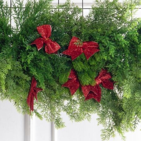 ДЛ182-1/1(з)(F) Декор хвойный L255см шир 60см на прутьях, пристенный