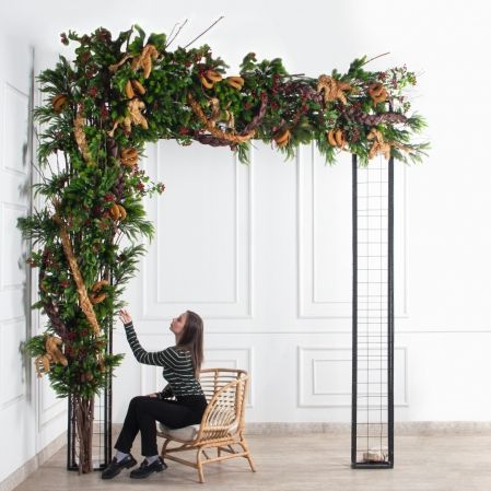 ДЛ193-1(Пр)(Fix)(F) Декор вход.группы h330 н/прутьях,прист.с гир.Роса в русском стиле,беж-корич.