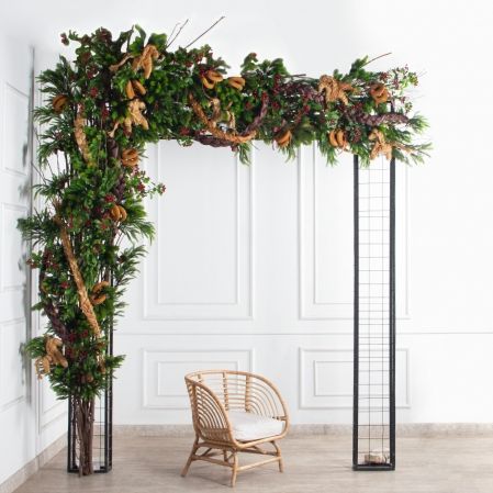 ДЛ193-1(Пр)(Fix)(F) Декор вход.группы h330 н/прутьях,прист.с гир.Роса в русском стиле,беж-корич.