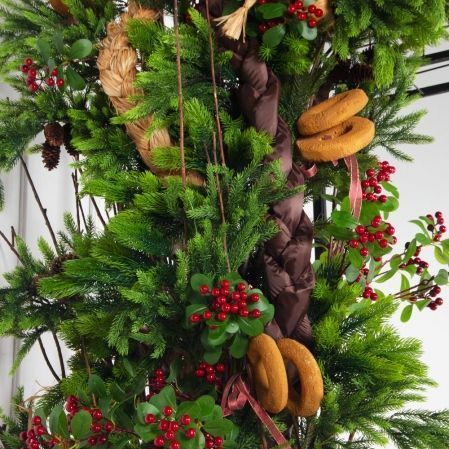 ДЛ193-1(Пр)(Fix)(F) Декор вход.группы h330 н/прутьях,прист.с гир.Роса в русском стиле,беж-корич.