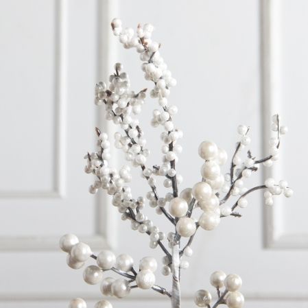 736А/9271-0169(F)(Чп) Ветка с белыми ягодами h74см(44+30см) 10 частей