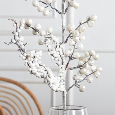 736А/9271-0169(F)(Чп) Ветка с белыми ягодами h74см(44+30см) 10 частей