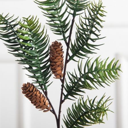 736А/9271-0055(F)(Чп) Ветка еловая с шишками h48см(40+18см) 7частей,2шишки