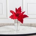 736А/9271-6316/2(F)(Чп) Пуансетия НГ с блёстками h19см(нога h14см d23см) красная
