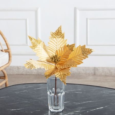 736А/9271-6317/4(F)(Чп) Пуансетия НГ с блёстками h26см(нога h20см d32см) бежевая