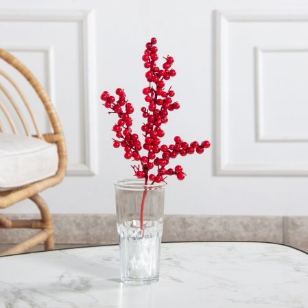 736А/9271-0029/1(F)(Чп) Ветка с красными ягодами h25см(18+7см) 3 ветки