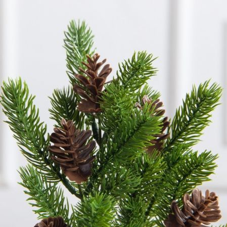 736А/9271-1009(F)(Чп) Ветка еловая с шишками h33см(25+8см) 5веток,5шишек
