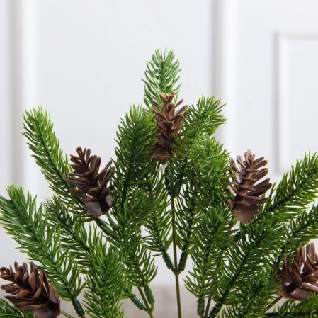 736А/9271-1009(F)(Чп) Ветка еловая с шишками h33см(25+8см) 5веток,5шишек