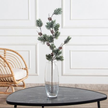 736А/0424-0140(F)(Чп) Ветка еловая НГ с шишками и блёстками h65см(40+25см) 3ветки