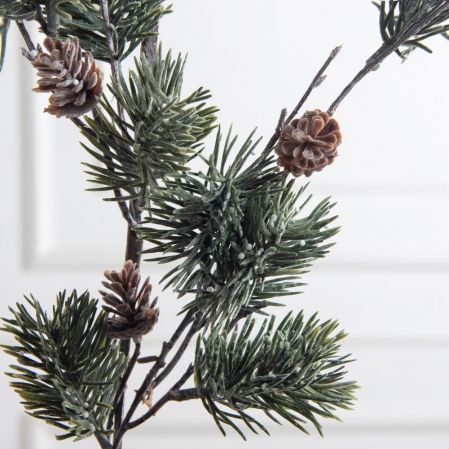 736А/0424-0140(F)(Чп) Ветка еловая НГ с шишками и блёстками h65см(40+25см) 3ветки