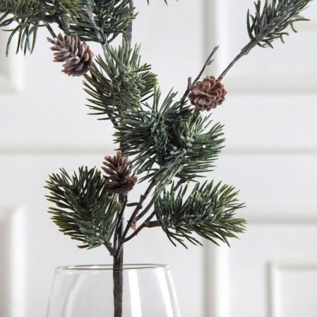 736А/0424-0140(F)(Чп) Ветка еловая НГ с шишками и блёстками h65см(40+25см) 3ветки
