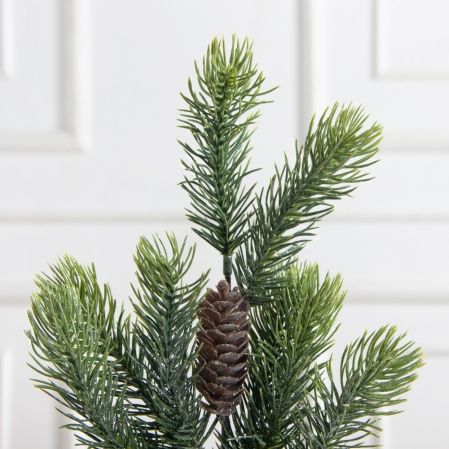 736А/9271-0163(F)(Чп) Ветка еловая НГ с шишкой и блёстками h47см(30+17см) 6частей и 1шишка