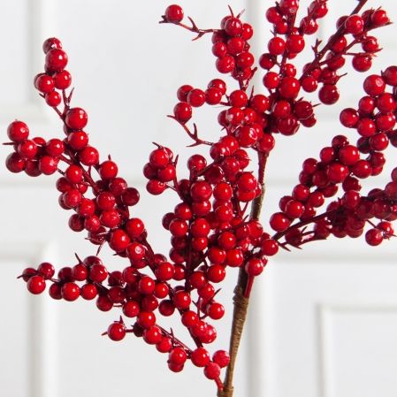 736А/9271-0029(F)(Чп) Ветка с красными ягодами h53см(30+23см) 3 ветки