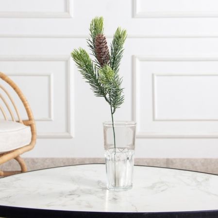 736А/9271-0164(F)(Чп) Ветка еловая НГ с шишкой и блёстками h32см(18+14см) 4части и 1шишка