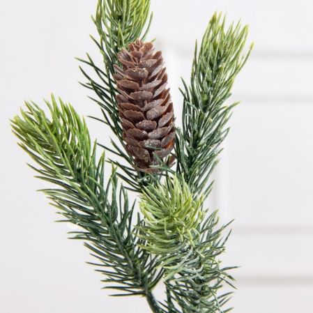 736А/9271-0164(F)(Чп) Ветка еловая НГ с шишкой и блёстками h32см(18+14см) 4части и 1шишка
