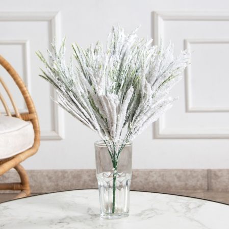 736А/0424-0142(Чп)(F) Трава заснеженная НГ с блестками 7 веток h37см(27+10см)