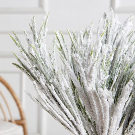 736А/0424-0142(Чп)(F) Трава заснеженная НГ с блестками 7 веток h37см(27+10см)