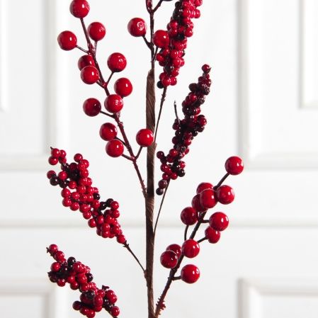 736А/9271-0171(Чп)(F) Ветка с красными ягодами h67см(35+32см) 8 частей