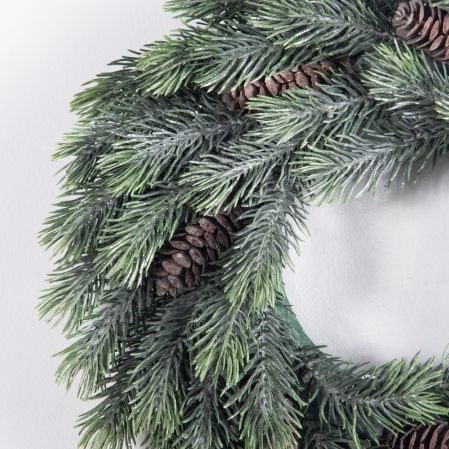 736А/9271-0165(Чп)(F) Венок еловый НГ с шишками и блёстками d35см 736А/9271-0165(Чп)(F) Венок еловый НГ с шишками и блёстками d35см