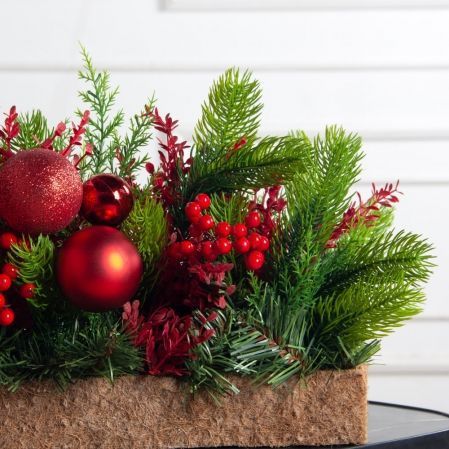 КНг53-1(з)(F)(Чп) Композиция НГ красно-зелен. h-27см в кокосовом боксе 67х10х5см КНг53-1(з)(F)(Чп) Композиция НГ красно-зелен. h-27см в кокосовом боксе 67х10х5см