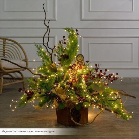 К567/СВ03т(Пр)(F) Композиция искусственная НГ интерьерная в русском стиле с гир.Роса, на основании К567/СВ03т(Пр)(F) Композиция искусственная НГ интерьерная в русском стиле с гир.Роса, на основании