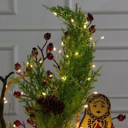 К567/СВ03т(Пр)(F) Композиция искусственная НГ интерьерная в русском стиле с гир.Роса, на основании К567/СВ03т(Пр)(F) Композиция искусственная НГ интерьерная в русском стиле с гир.Роса, на основании