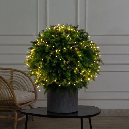 060/Ш/СВ03т/1460(Пр)(F) Туя искусственная шар с гирляндой Роса  h70см, d60см