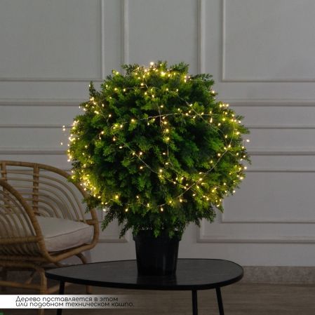 060/Ш/СВ03т/1460(Пр)(F) Туя искусственная шар с гирляндой Роса  h70см, d60см