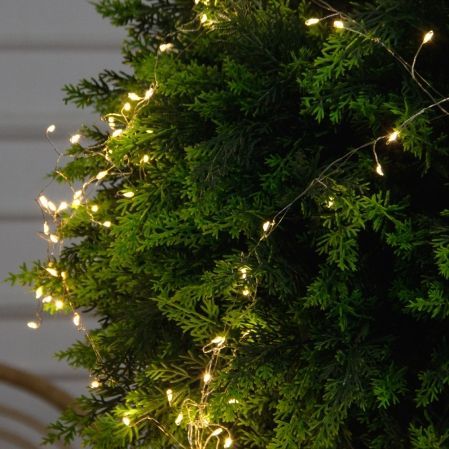 060/Ш/СВ03т/1460(Пр)(F) Туя искусственная шар с гирляндой Роса  h70см, d60см