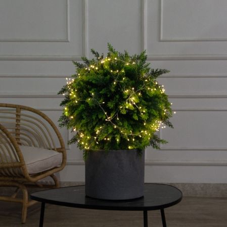 050/Ш/СВ03т/1460(Пр)(F) Туя искусственная шар с гирляндой Роса h65см, d50см