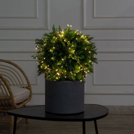 040/Ш/СВ03т/1460(Пр)(F) Туя искусственная шар с гирляндой Роса h50см, d40см