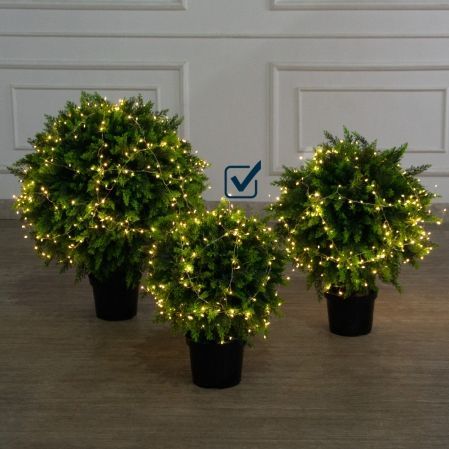 040/Ш/СВ03т/1460(Пр)(F) Туя искусственная шар с гирляндой Роса h50см, d40см