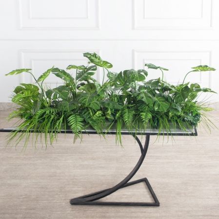 К364-4/1-3(з)(F) Композиция искусственная Зелень микс с монстерой на основании 117х19х5см К364-4/1-3(з)(F) Композиция искусственная Зелень микс с монстерой на основании 117х19х5см