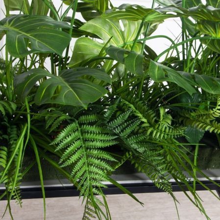 К364-4/1-3(з)(F) Композиция искусственная Зелень микс с монстерой на основании 117х19х5см К364-4/1-3(з)(F) Композиция искусственная Зелень микс с монстерой на основании 117х19х5см