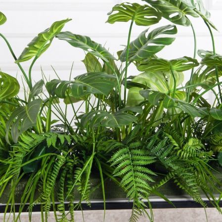 К364-4/1-3(з)(F) Композиция искусственная Зелень микс с монстерой на основании 117х19х5см К364-4/1-3(з)(F) Композиция искусственная Зелень микс с монстерой на основании 117х19х5см