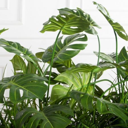 К364-4/1-3(з)(F) Композиция искусственная Зелень микс с монстерой на основании 117х19х5см К364-4/1-3(з)(F) Композиция искусственная Зелень микс с монстерой на основании 117х19х5см