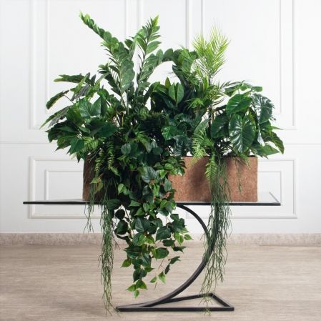 К563(Пр)(F) Композиция искусственная Зеленый микс в кокосовом боксе 98х25х25см К563(Пр)(F) Композиция искусственная Зеленый микс в кокосовом боксе 98х25х25см