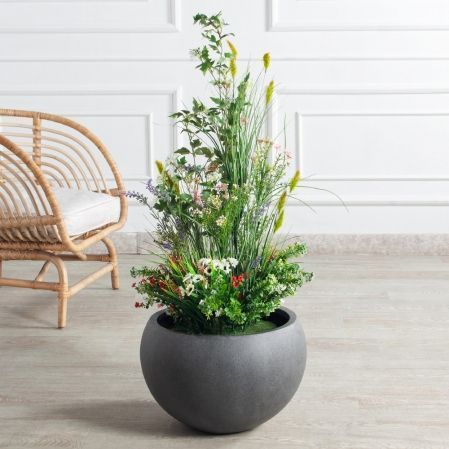 ЦС198(з)(F) Трава Осока искусственная с цветами h95см d40см ЦС198(з)(F) Трава Осока искусственная с цветами h95см d40см